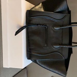 Authentic Celine Luggage embossed black leather